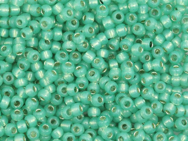 TOHO Bead Round 8/0 Gilt-Lined Dark Mint Opal 2.5-Inch Tube