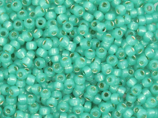 TOHO Bead Round 8/0 Gilt-Lined Turquoise Opal, 2.5-Inch Tube
