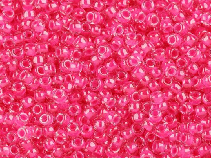 TOHO Bead Round 8/0 Luminous Color-Lined Pink/Crystal 2.5-Inch Tube