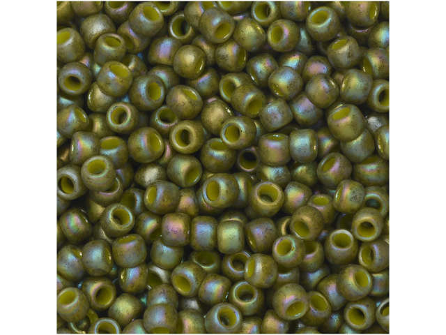TOHO Bead Round 8/0 Semi-Glazed Olive AB, 2.5-Inch Tube