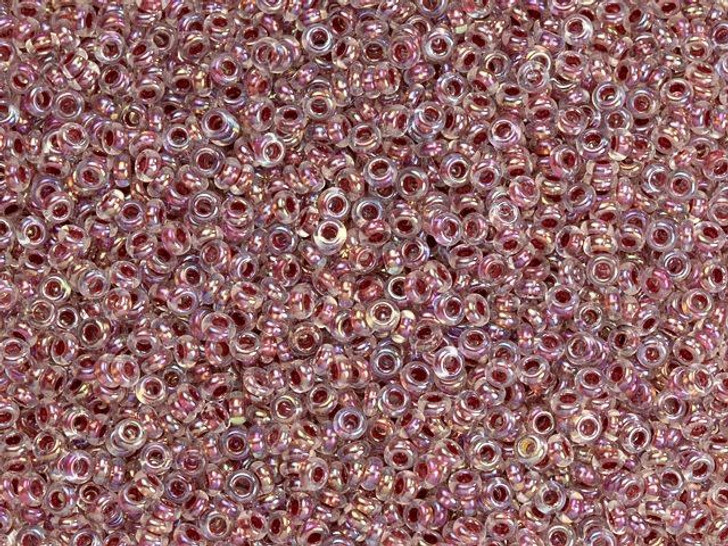 TOHO Demi Round Bead 11/0 Inside-Color Rainbow Crystal/Strawberry-Lined 2.5-Inch Tube