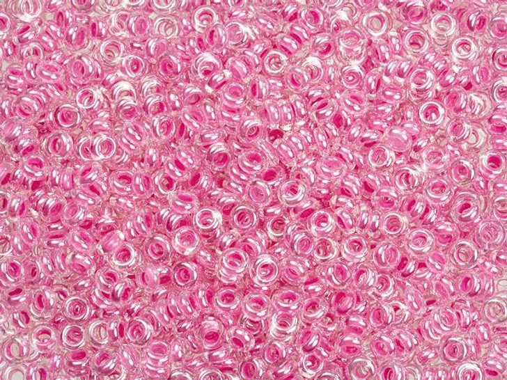 TOHO Demi Round Bead 8/0 Inside-Color Crystal/Baby Pink-Lined 2.5-Inch Tube