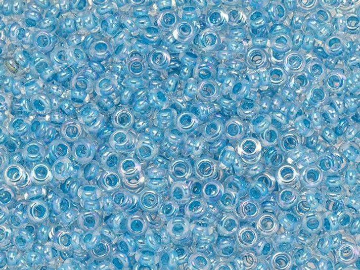 TOHO Demi Round Bead 8/0 Inside-Color Rainbow Crystal/Opaque Aqua-Lined 2.5-Inch Tube