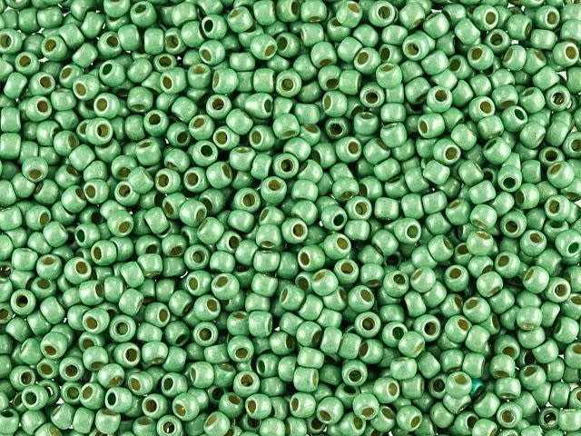 TOHO Round Bead 11/0 PermaFinish Frosted Galvanized Mint Green 2.5-Inch Tube