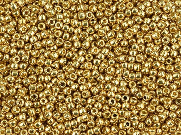 TOHO Round Bead 11/0 PermaFinish Galvanized Golden Fleece 2.5-Inch Tube