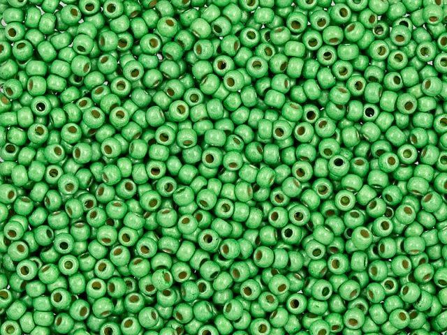 TOHO Round Bead 11/0 PermaFinish Matte Galvanized Green Apple 2.5-Inch Tube