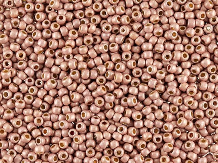 TOHO Round Bead 11/0 PermaFinish Matte Galvanized Peach Coral 2.5-Inch Tube