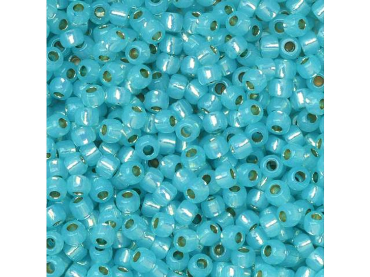 TOHO Round Bead 11/0 PermaFinish Silver-Lined Milky Aqua 2.5-Inch Tube