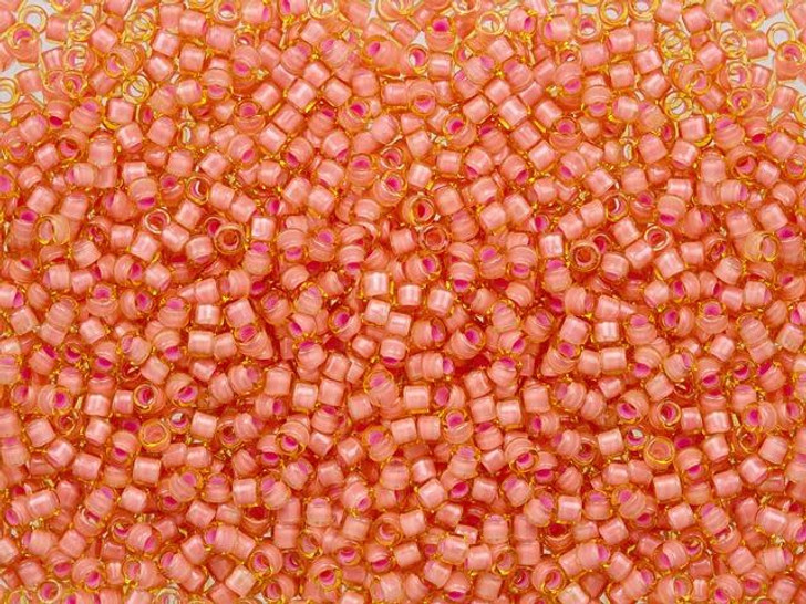 TOHO Treasure 11/0 Inside-Color Light Topaz/Coral Pink-Lined Seed Bead 2.5-Inch Tube