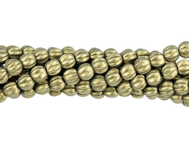 Czech Glass 5mm Metallic Suede Gold Melon Bead Strand by Starman