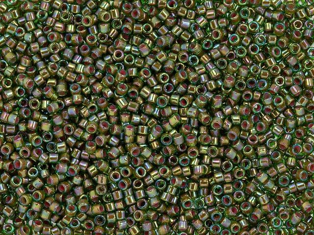 TOHO Treasure 11/0 Orange-Lined Peridot Rainbow Seed Bead 2.5-Inch Tube