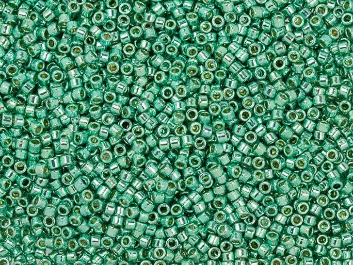 TOHO Treasure 11/0 PermaFinish Galvanized Green Teal Seed Bead 2.5-Inch Tube