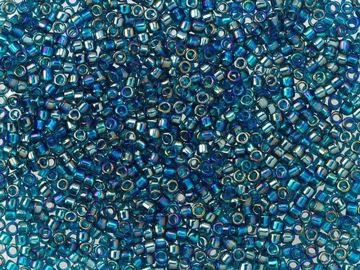 TOHO Treasure 11/0 Transparent Rainbow Teal Seed Bead 2.5-Inch Tube