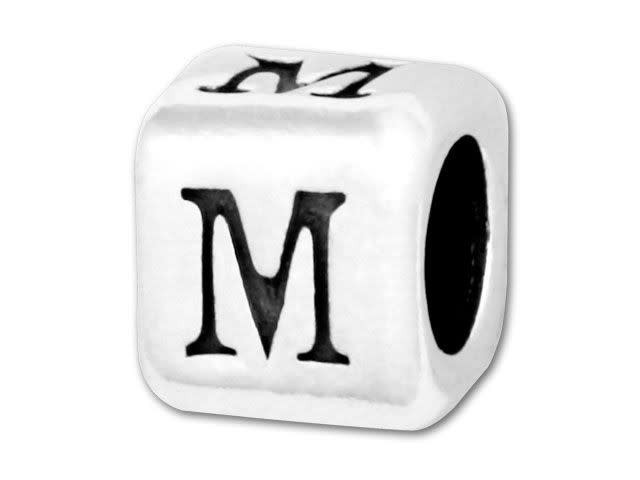 Sterling Silver Rounded Alphabet Bead - M