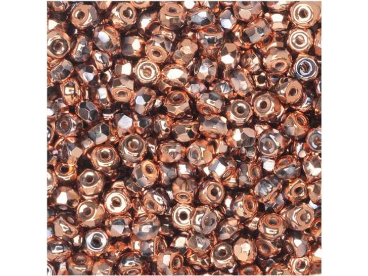True2 Czech Fire-Polish Faceted Micro Beads 2 x 3mm Copper (100 Pcs)