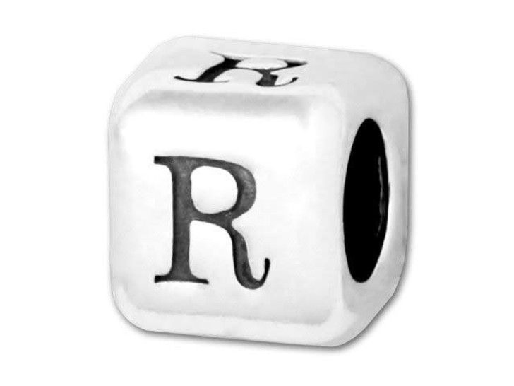 Sterling Silver Rounded Alphabet Bead - R