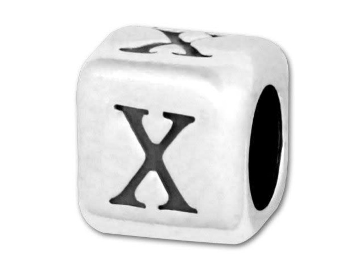 Sterling 925 Rounded Alphabet Bead - X