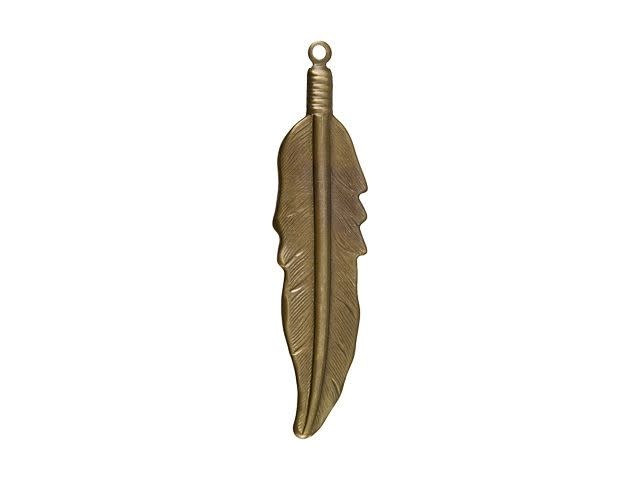 Vintaj Natural Brass Native Feather Pendant