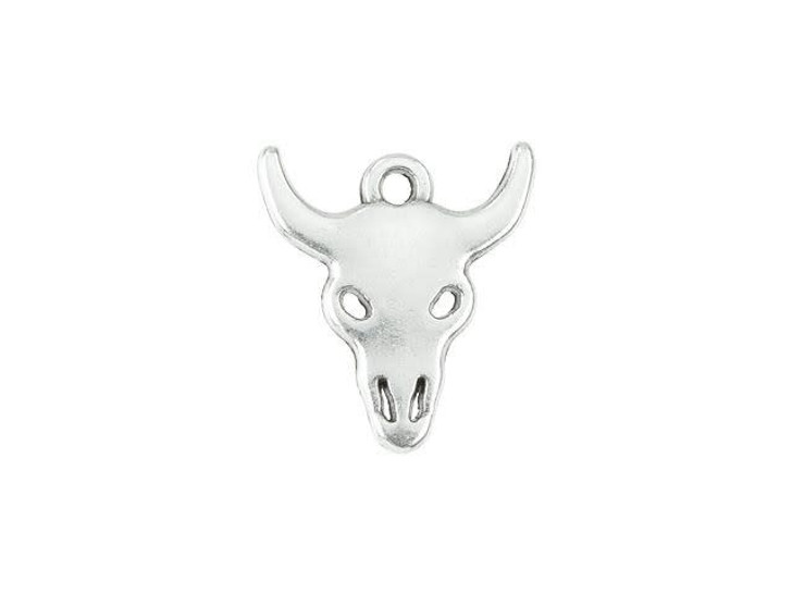 16 x 18mm Antique Silver-Plated Bull Head Charm