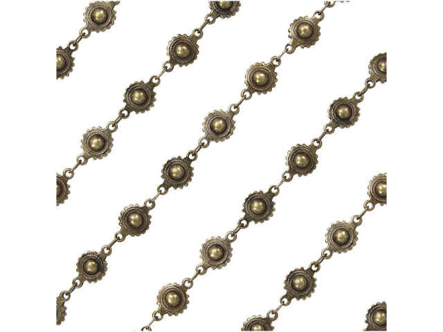 Antique Brass Ball and Cog Chain by the Foot