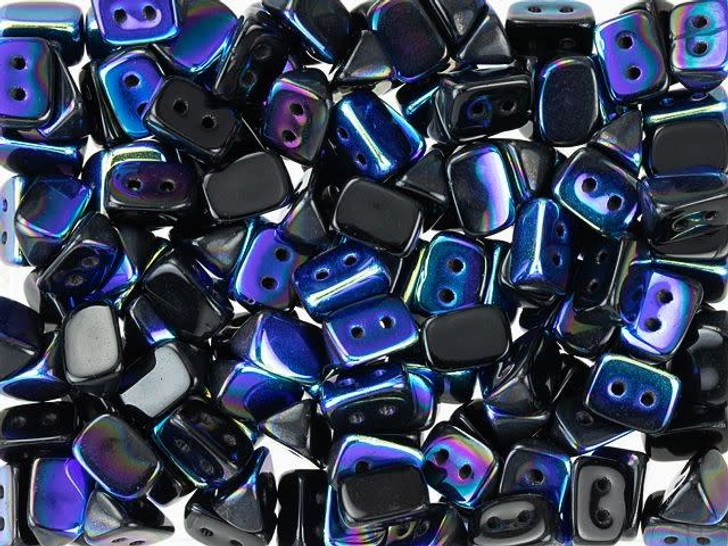 Czech Glass 6 x 4mm Jet AB Two-Hole Trios Bead 2.5-Inch Tube by Starman Czech Glass 6 x 4mm Jet AB Two-Hole Trios Bead 2.5-Inch Tube by Starman