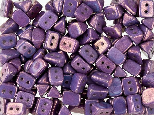 Czech Glass 6 x 4mm Luster - Metallic Amethyst Two-Hole Trios Bead 2.5-Inch Tube by Starman