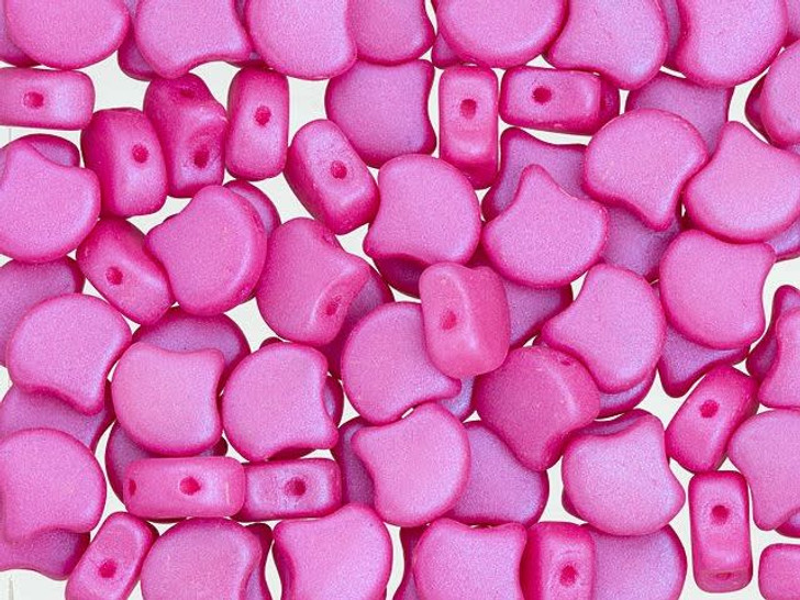 Matubo 2-Hole Chatoyant Hot Pink Ginkgo Leaf Bead 2.5-Inch Tube