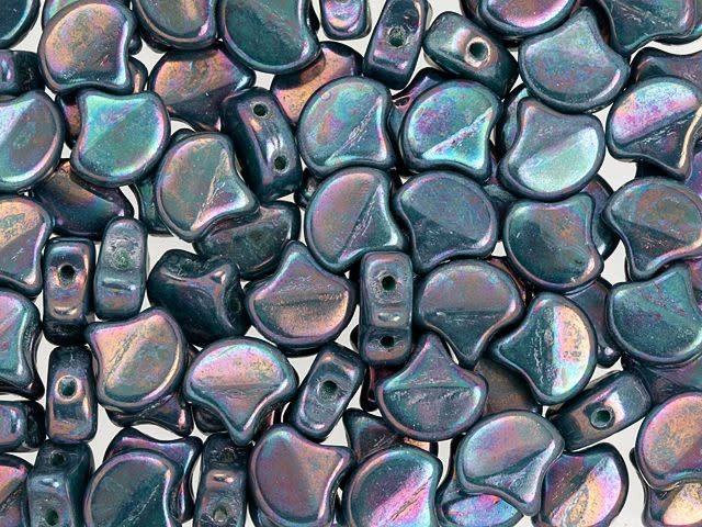 Matubo 2-Hole Nebula Opaque Turquoise Ginkgo Leaf Bead 2.5-Inch Tube
