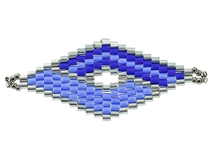 Miyuki Blue/Silver Diamond Beaded Focal Connector Link Miyuki Blue/Silver Diamond Beaded Focal Connector Link