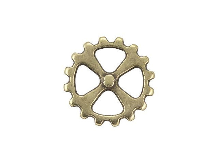 Antique Brass-Plated 14mm Gear Charm