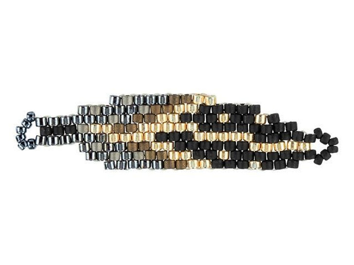 Miyuki Silver/Black Feather Beaded Focal Connector Link Miyuki Silver/Black Feather Beaded Focal Connector Link