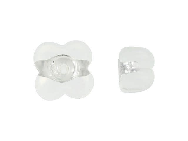 Silicone Four Leaf Clover Earring Back with Sterling Silver Center