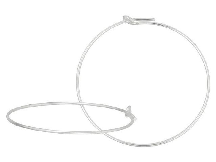 Sterling Silver 30mm 21 Gauge Wire Beading Hoop (1 Pair)