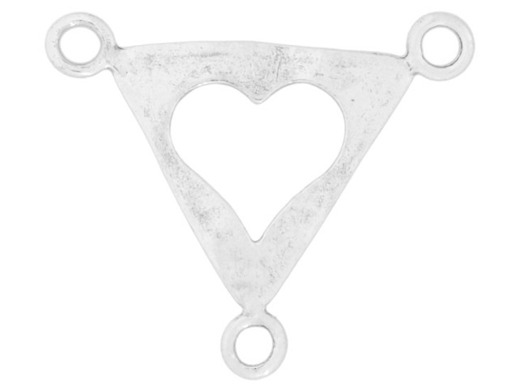 Sterling Silver Cut-Out Heart Triangle Link