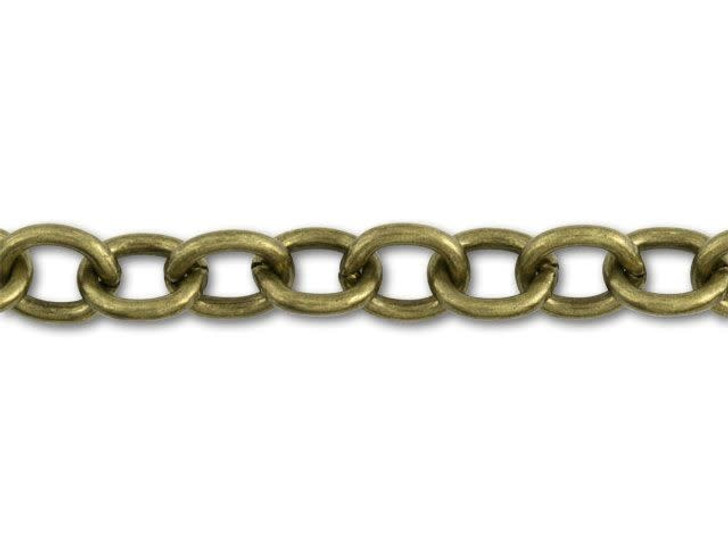 Antique Brass-Plated 8x7mm, 15 Gauge Cable Chain by the Foot