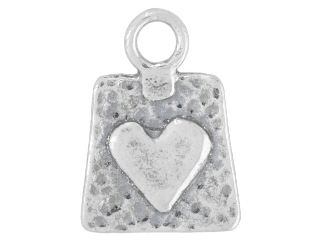 Artbeads Sterling Silver Hammered Trapezoid with Heart Charm