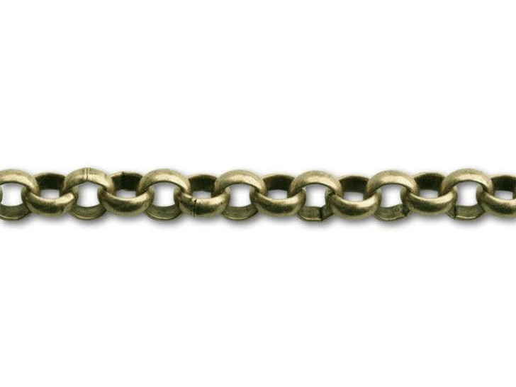 Antique Brass-Plated Large Rollo Chain by the Foot