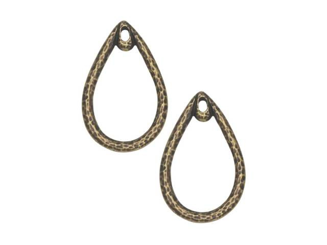 TierraCast 17 x 24mm Oxidized Brass-Plate Stitch-Around Teardrop Chandelier