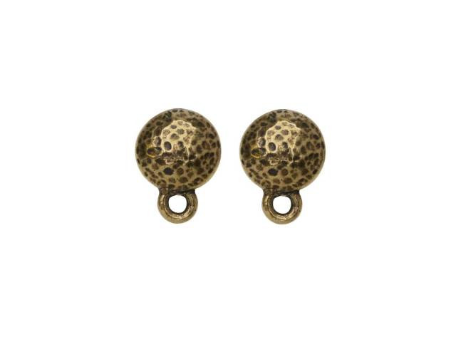 TierraCast 9mm Oxidized Brass-Plate Round Hammertone Earring Post (1 Pair)