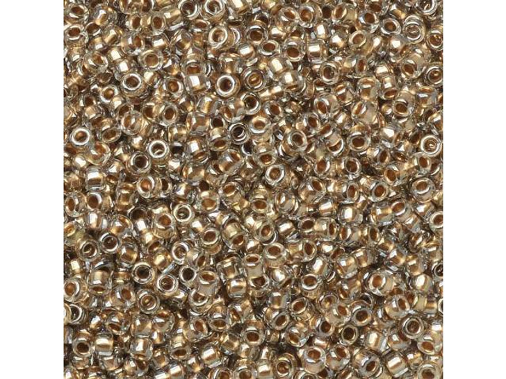 TOHO 15/0 Gold-Lined Crystal Round Seed Beads, 2.5-Inch Tube