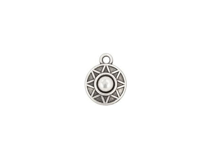 Antique Silver-Plated Round Ethnic Star Charm Antique Silver-Plated Round Ethnic Star Charm