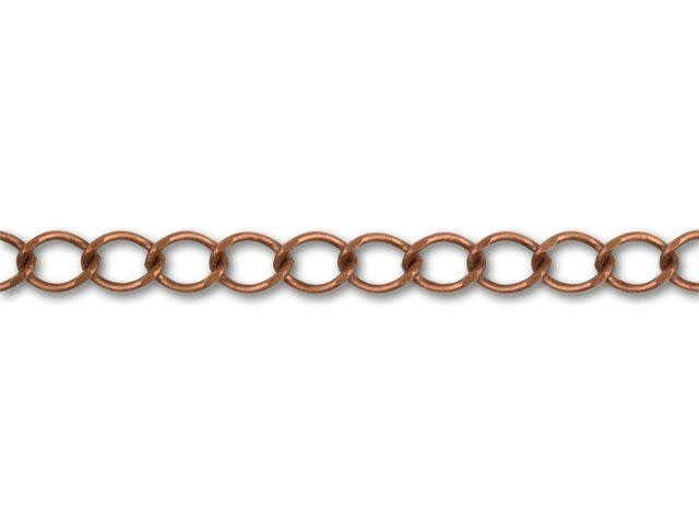 Antique Copper-Plated Curb Chain by the Foot