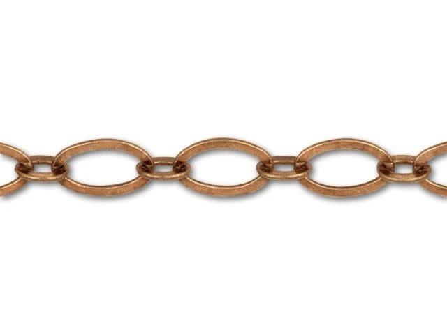 Antique Copper-Plated Small Oval Link Chain by the Foot