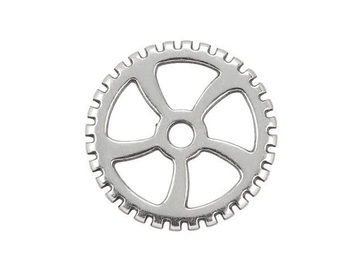 Antique Silver-Plated 18mm Gear Charm Antique Silver-Plated 18mm Gear Charm