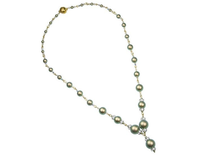 Crystal Iridescent Green Pearl Panache Necklace