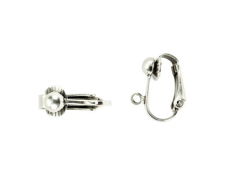 Antique Silver-Plated Brass Clip-On Earring with Loop (1 Pair) Antique Silver-Plated Brass Clip-On Earring with Loop (1 Pair)