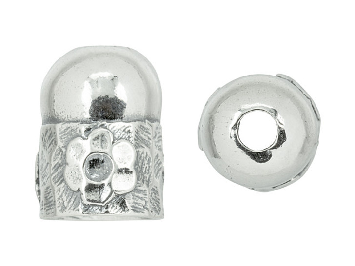 Sterling Silver End Cap with Flower Design Sterling Silver End Cap with Flower Design