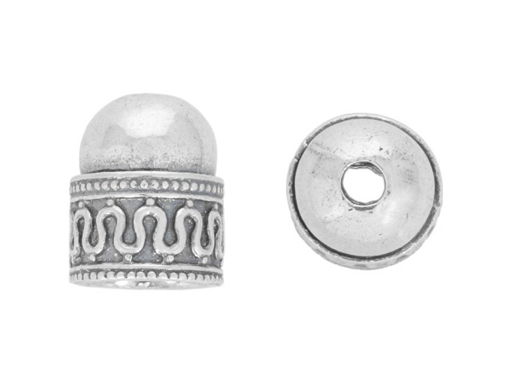 Sterling Silver End Cap with Swirling Zig-Zag Design