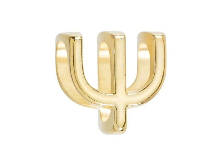 Regaliz Gold-Plated Pewter Greek Alphabet Slider Bead for Oval Leather - PSI Regaliz Gold-Plated Pewter Greek Alphabet Slider Bead for Oval Leather - PSI