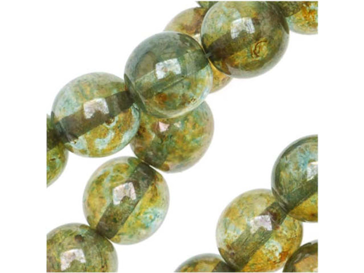 Czech Glass Round Beads 8mm Green Luster (25pc Strand) by Starman